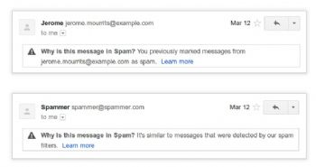 Gmail nos dice por qué ha filtrado un correo como SPAM